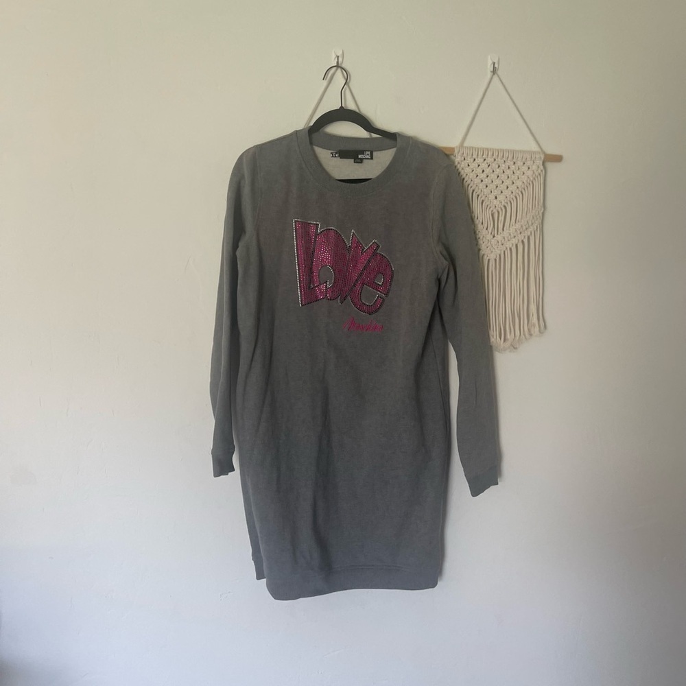 Love Moschino Gray Sweatshirt Dress